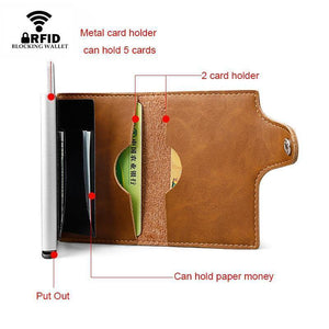 Planet Gates Rfid Blocking Automatical Aluminium Thin Men Wallets Male Mini Slim Wallet Card ID Holders Walet Small Purses Money Bag Valet