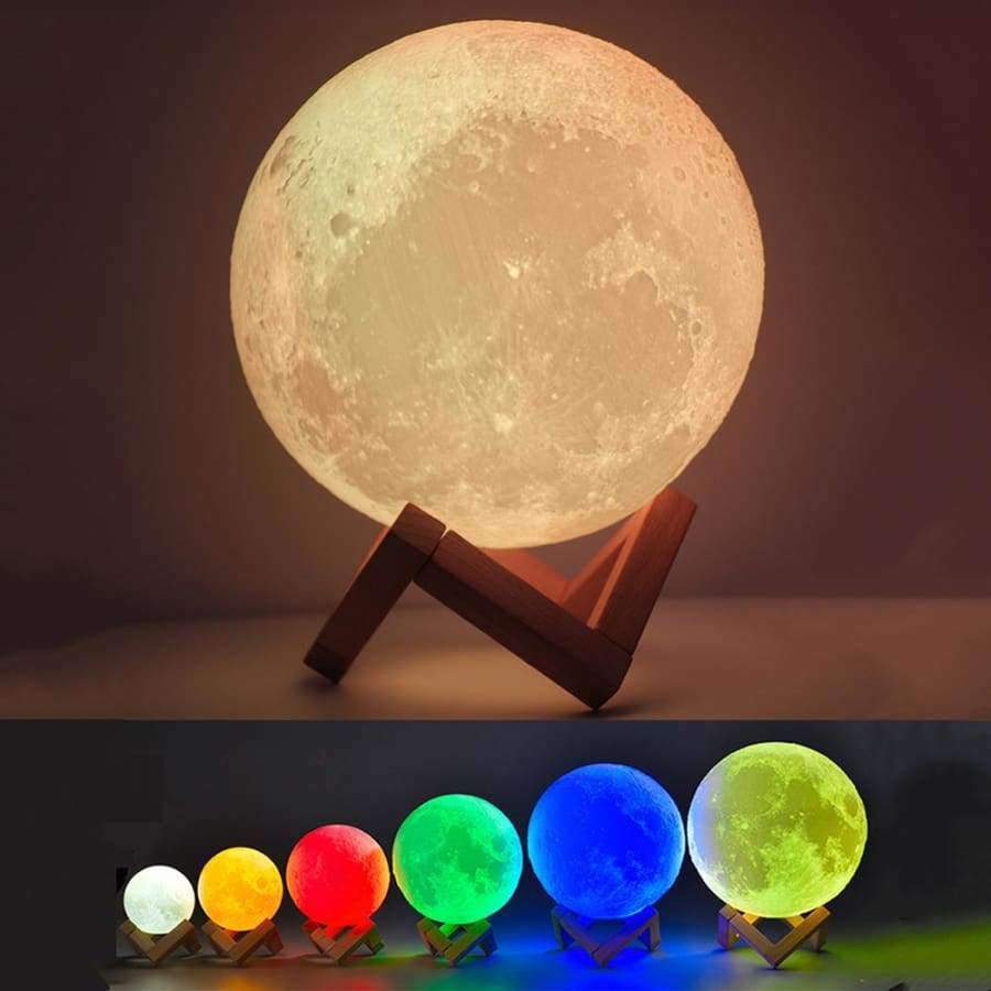 Planet Gates RGB 16 Colors Moon Lamp Night Light Touch Sensor Remote 2 Control USB Rechargeable 3D Print Moon Light night lamp IQ