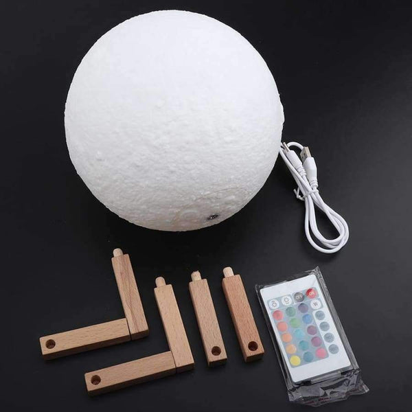 Planet Gates RGB 16 Colors Moon Lamp Night Light Touch Sensor Remote 2 Control USB Rechargeable 3D Print Moon Light night lamp IQ