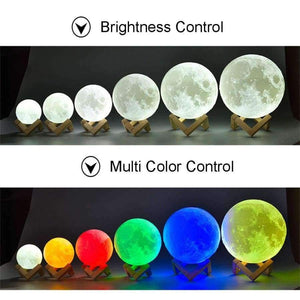 Planet Gates RGB 16 Colors Moon Lamp Night Light Touch Sensor Remote 2 Control USB Rechargeable 3D Print Moon Light night lamp IQ