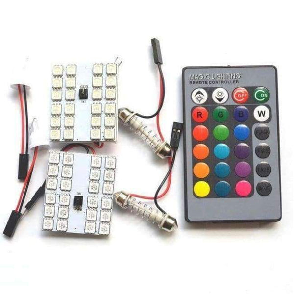 Planet Gates RGB / 24SMD 2X T10 12SMD 15Smd 24smd 36SMD Remote Control Rgb Car Led Panel Auto Lights Reading Dome Festoon Door Light BA9S Adapter DC 12V