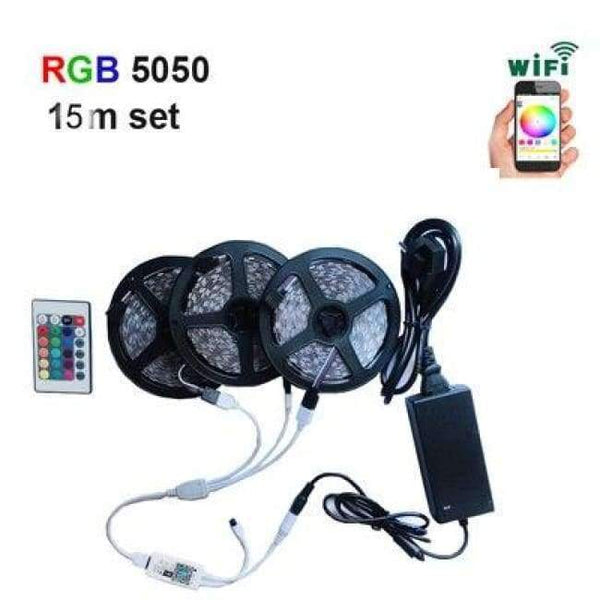 Planet Gates RGB / 5050 30LED / Není vodotěsné SMD5050 5m 10m 15m 20m 30/60LED/m LED páska Voděodolná diodová páska 24k Wifi kontrolér DC 12V adaptér sada RGB LED páska