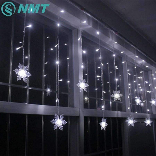 Planet Gates RGB / EU Plug Holiday Lighting 3.5M 96 LED Snowflake Fairy Curtain LED String Lights Outdoor Christmas Lights For Home Party Xmas Decoration
