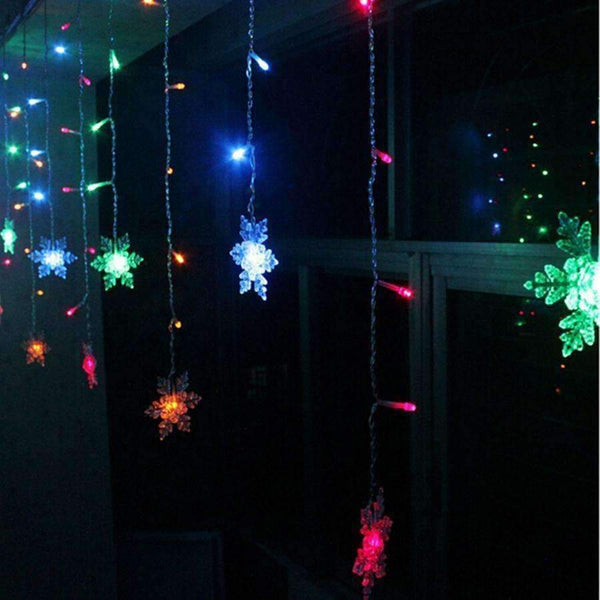 Planet Gates RGB / EU Plug Holiday Lighting 3.5M 96 LED Snowflake Fairy Curtain LED String Lights Outdoor Christmas Lights For Home Party Xmas Decoration