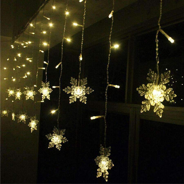 Planet Gates RGB / EU Plug Holiday Lighting 3.5M 96 LED Snowflake Fairy Curtain LED String Lights Outdoor Christmas Lights For Home Party Xmas Decoration