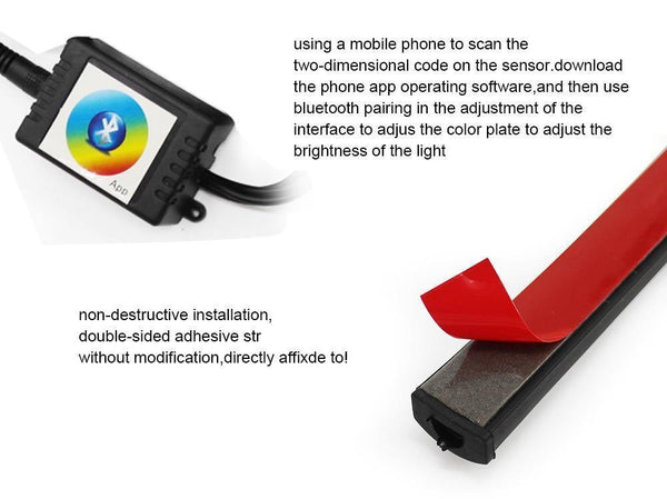 Planet Gates RGB LED DRL Strip Light Car Interior Decorative Lights Automobile Atmosphere Lamp Remote/Voice/App Control Foot Lamps