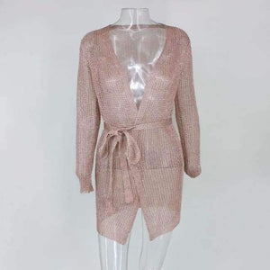 Planet Gates Rgold / L Women Dress 2018 New White Sexy Deep V-neck Summer Beach Party Mesh Dress Sequins Beach Dresses Dropship