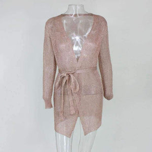 Planet Gates Rgold / L Women Dress 2018 New White Sexy Deep V-neck Summer Beach Party Mesh Dress Sequins Beach Dresses Dropship