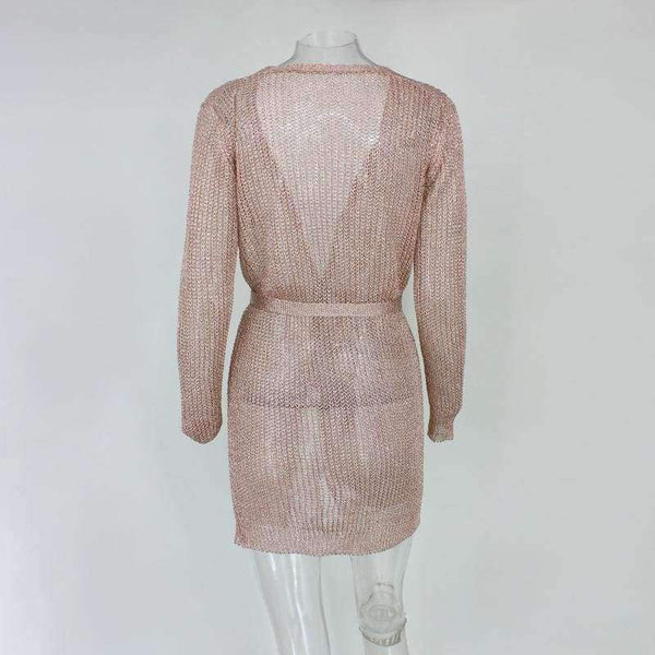 Planet Gates Rgold / L Women Dress 2018 New White Sexy Deep V-neck Summer Beach Party Mesh Dress Sequins Beach Dresses Dropship