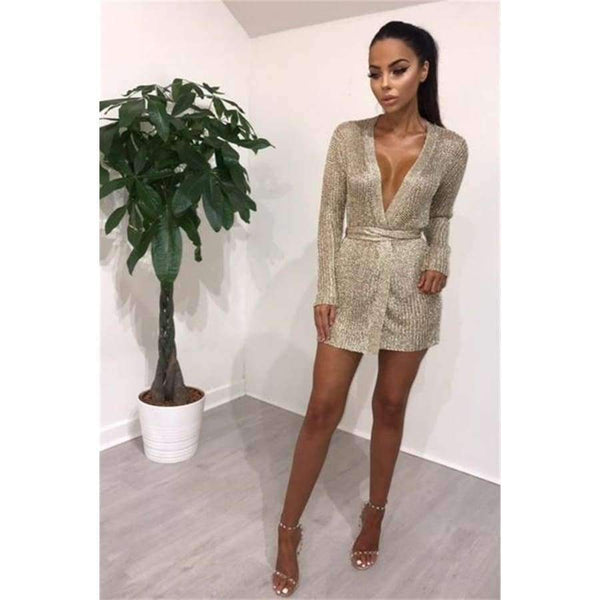 Planet Gates Rgold / L Women Dress 2018 New White Sexy Deep V-neck Summer Beach Party Mesh Dress Sequins Beach Dresses Dropship