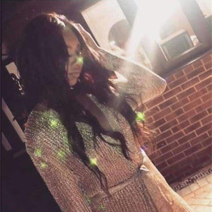 Planet Gates Rgold / L Women Dress 2018 New White Sexy Deep V-neck Summer Beach Party Mesh Dress Sequins Beach Dresses Dropship