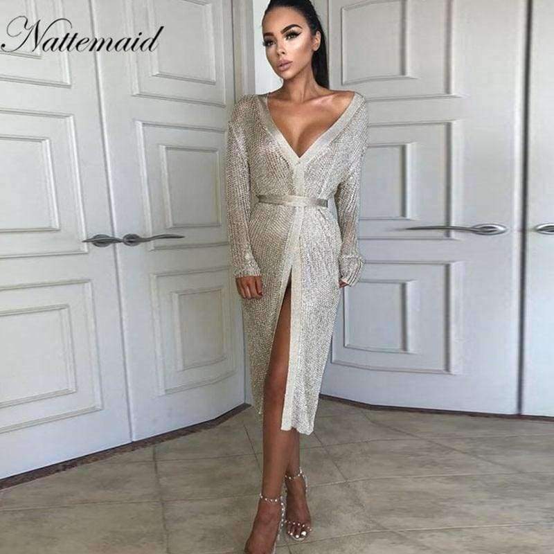 Planet Gates Rgold / S Stretchable women summer sexy beach dress hollow out casual dresses party evening elegant knitted dress vestidos
