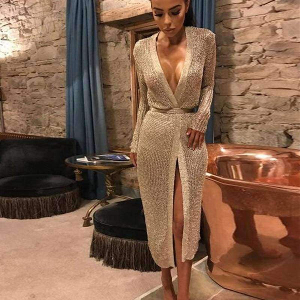 Planet Gates Rgold / S Stretchable women summer sexy beach dress hollow out casual dresses party evening elegant knitted dress vestidos