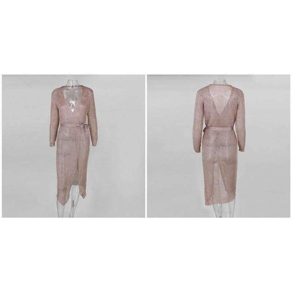 Planet Gates Rgold / S Stretchable women summer sexy beach dress hollow out casual dresses party evening elegant knitted dress vestidos