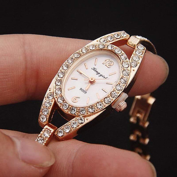 Rhinestone Rose Gold Watches Women Stainless Steel Bracelet Diamante Quartz Watch Women Dress Watches female hours - Planet Gates