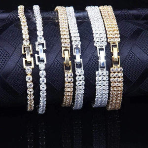 Planet Gates Rhinestone Zircon Rome Bride CZ  Tennis Multi-layer Gold silver Bracelet & Bangles Men/Women Hip hop Party Jewelry  4.0 mm*19 cm