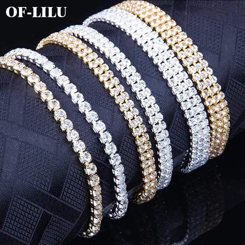 Planet Gates Rhinestone Zircon Rome Bride CZ  Tennis Multi-layer Gold silver Bracelet & Bangles Men/Women Hip hop Party Jewelry  4.0 mm*19 cm
