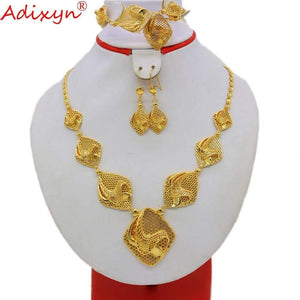 Planet Gates Ring/Earrings/Necklaces/Bracelet Jewelry sets for Women Gold Color African/Nigeria Jewellery Gifts N09052