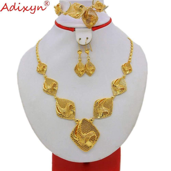 Planet Gates Ring/Earrings/Necklaces/Bracelet Jewelry sets for Women Gold Color African/Nigeria Jewellery Gifts N09052