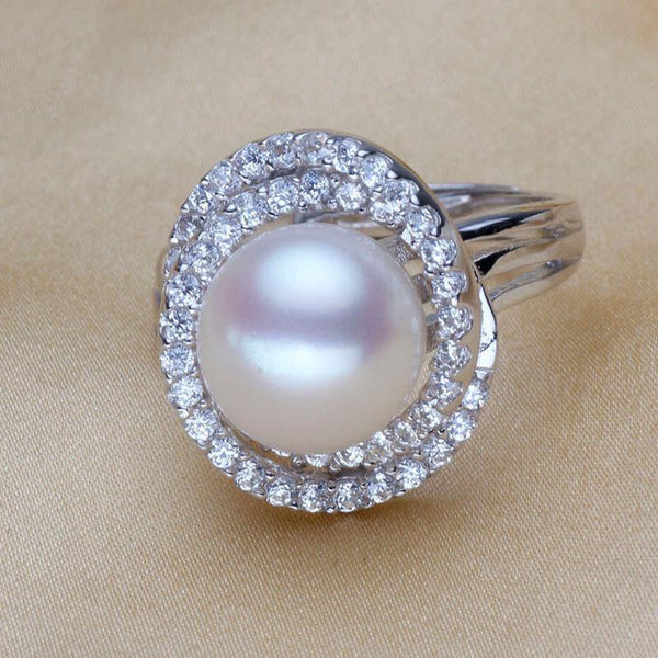 Planet Gates Ring Pearl Jewelry Inlay AAAA Zircon Natural Freshwater Pearl Big Rings 925 Sterling Silver Diamond Rings For Women
