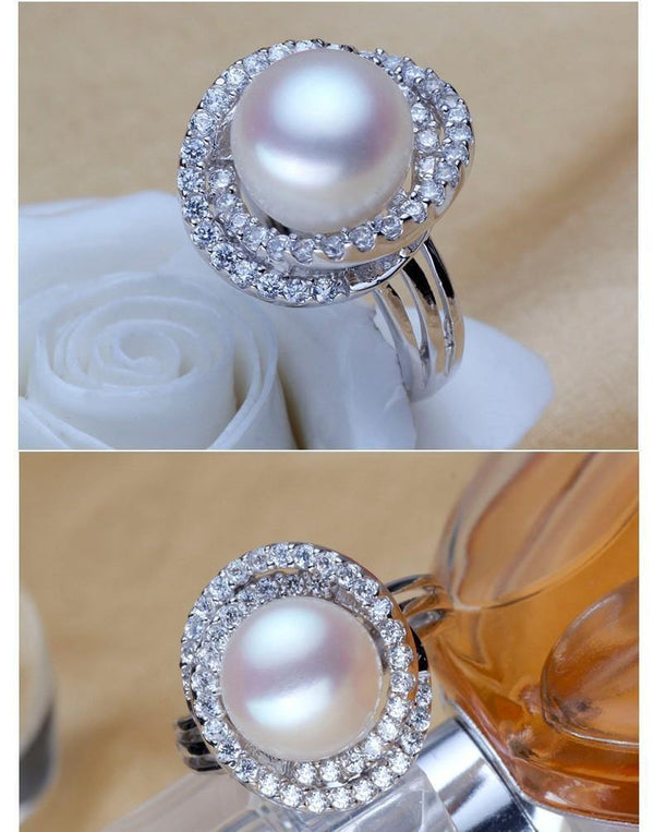 Planet Gates Ring Pearl Jewelry Inlay AAAA Zircon Natural Freshwater Pearl Big Rings 925 Sterling Silver Diamond Rings For Women