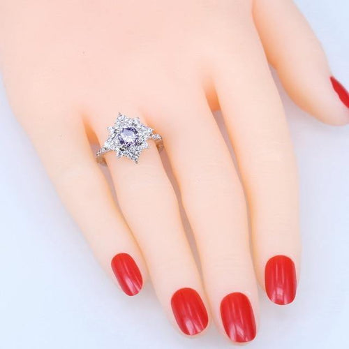 Planet Gates Ring / Purple / 9 925 Silver Jewelry Sets Ladies Wedding Jewelry Earrings Ring Bracelet Costume Necklace Set Gift Box