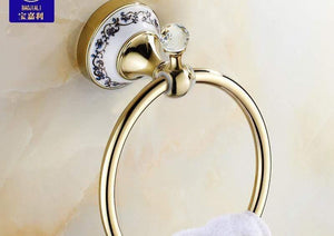Planet Gates RINGS Bathroom Hardware Set Antique Gold&Crystal Bathroom Accessories Sets Bathroom Products FE1
