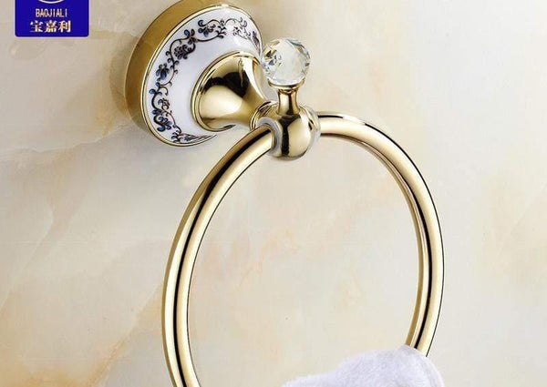 Planet Gates RINGS Bathroom Hardware Set Antique Gold&Crystal Bathroom Accessories Sets Bathroom Products FE1