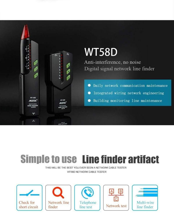 RJ11 RJ45 No Interference Telephone Wire Tracker Tracer Toner Ethernet Lan Network Cable Tester NVC Detector Line Finder