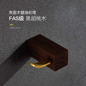 Planet Gates robe hook Walnut Wood Bathroom Hardware Set Creative Towel Ring Cosmetics Mirror Front Shelf Wall Mounted Brass Shaver Rack