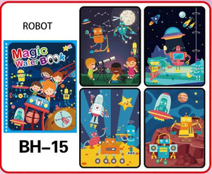 Planet Gates robot 1pcs Magical Book Water Drawing Montessori Toys Reusable Coloring Book Magic Water Drawing Book Sensory Early Education Toys