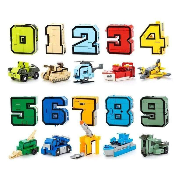 Planet Gates Robot Bricks 10 in 1 Creative Assembling Educational Action Figures Transformer Number Building Block Model Kids Toys gift