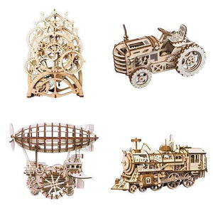 Planet Gates Robotime 8 Kinds DIY Gear Drive Wooden Mechanical Model Building Kits Assembly Toy Gift for Children Teens Adult LGLK