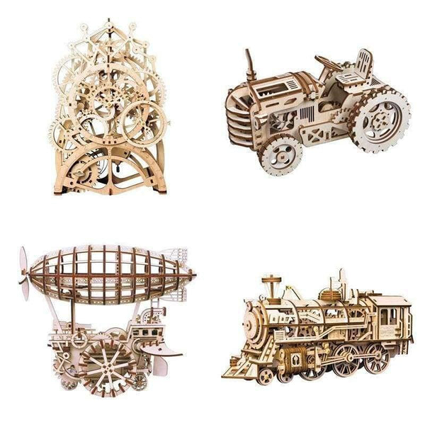 Planet Gates Robotime 8 Kinds DIY Gear Drive Wooden Mechanical Model Building Kits Assembly Toy Gift for Children Teens Adult LGLK
