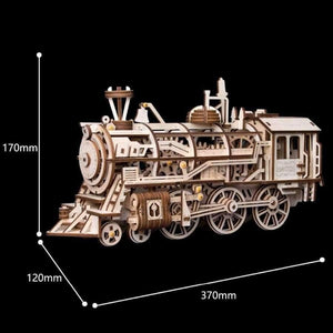Planet Gates Robotime DIY Clockwork Gear Drive Locomotive 3D Wooden Model Building Kits Toys Hobbies Gift for Children Adult LK701