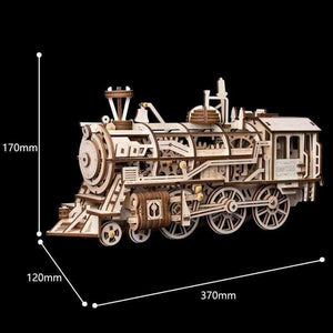 Planet Gates Robotime DIY Clockwork Gear Drive Locomotive 3D Wooden Model Building Kits Toys Hobbies Gift for Children Adult LK701
