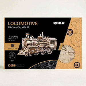 Planet Gates Robotime DIY Clockwork Gear Drive Locomotive 3D Wooden Model Building Kits Toys Hobbies Gift for Children Adult LK701