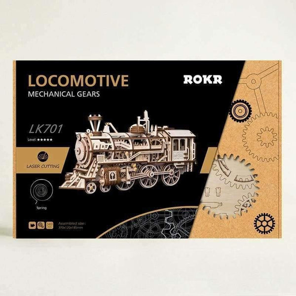 Planet Gates Robotime DIY Clockwork Gear Drive Locomotive 3D Wooden Model Building Kits Toys Hobbies Gift for Children Adult LK701