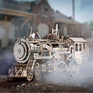 Planet Gates Robotime DIY Clockwork Gear Drive Locomotive 3D Wooden Model Building Kits Toys Hobbies Gift for Children Adult LK701