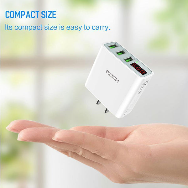 Planet Gates ROCK 3A LED Display EU 3 USB Charger Universal Mobile Phone USB Charger Fast Charging Wall Charger For iPhone Samsung Xiaomi