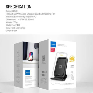 Planet Gates ROCK 7.5W/10W Qi Wireless Charger with Cooling Fan for iPhone XS MAX XR X Samsung Galaxy S9 8 Note 9 Fast Phone Charger Holder
