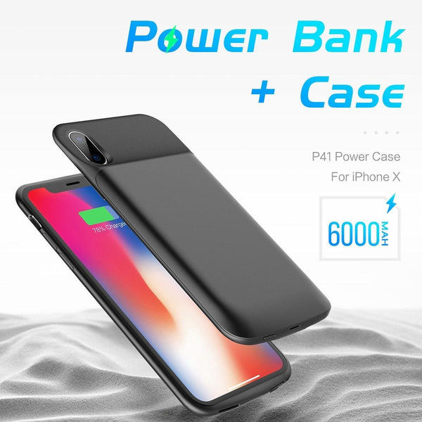 Planet Gates ROCK Battery Charger Case For iPhone X 10 Portable 6000mAh Power Bank Charing Case External Backup