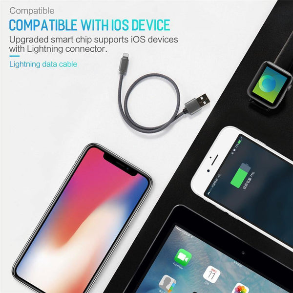 Planet Gates ROCK Cable For IPhone IOS 11 10 9 For Fast Charger Lighting to USB Cables Charging Cord 0.2M 1.0M 1.8M 3M 2.1A  For Mobile Phone