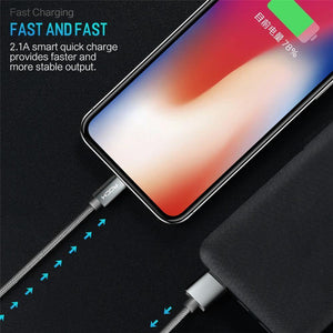 Planet Gates ROCK Cable For IPhone IOS 11 10 9 For Fast Charger Lighting to USB Cables Charging Cord 0.2M 1.0M 1.8M 3M 2.1A  For Mobile Phone