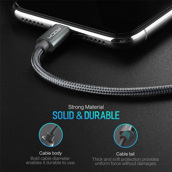 Planet Gates ROCK Cable For IPhone IOS 11 10 9 For Fast Charger Lighting to USB Cables Charging Cord 0.2M 1.0M 1.8M 3M 2.1A  For Mobile Phone