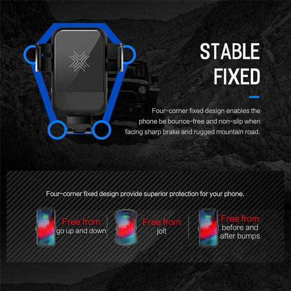 Planet Gates ROCK Car Mount Qi Wireless Charger for iPhone XS XR X 8 Fast Wireless Car Charger Phone Holder for Samsung Galaxy S9 Car Holder