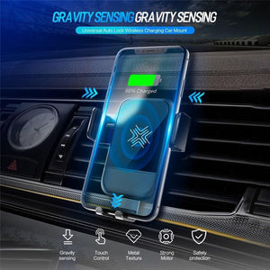 Planet Gates ROCK Car Mount Qi Wireless Charger for iPhone XS XR X 8 Fast Wireless Car Charger Phone Holder for Samsung Galaxy S9 Car Holder