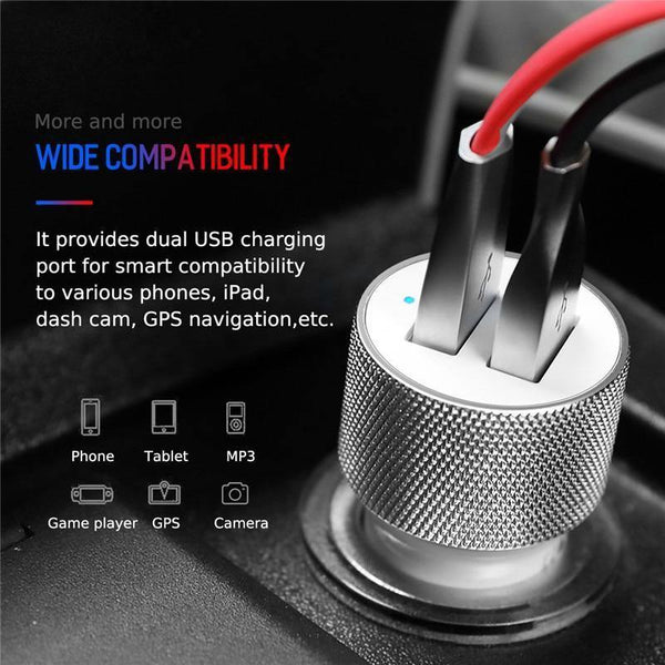 Planet Gates ROCK Car Phone Charger Dual USB Output 5V2.4A Fast Charging Mobile Phone Travel Adapter Cigar Lighter Car Phone USB Charger