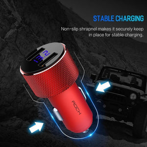 Planet Gates ROCK Mini Dual USB Car Charger LED Display Universal 3.4A Mobile Phone Tablet Fast Charging Usb Charger for Car 2 Usb Adapter