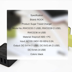 Planet Gates ROCK Mobile Phone Charger 5V1A 5V2.4A Universal Travel Phone USB Charger, 124 USB Wall Charger for iPhone Adapter Clearance 49%